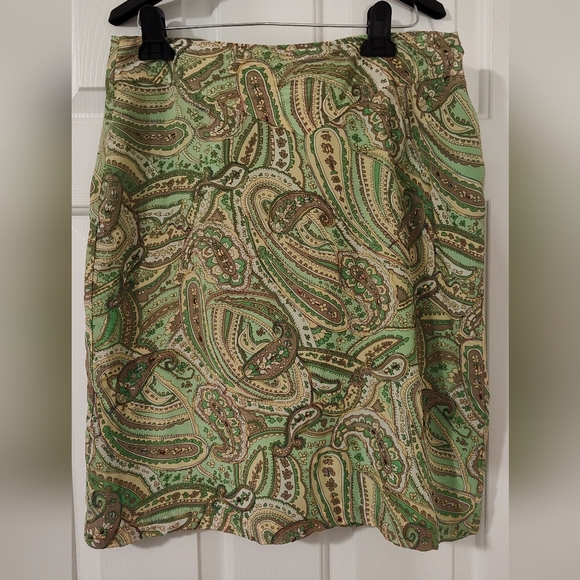Worthington Dresses & Skirts - Worthington Green Paisley 100% Silk Skirt W/ Sequins,  Midi Pencil, Size 12